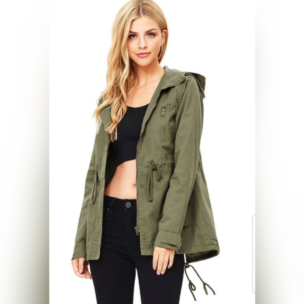 Juniors Cargo Style Hoodie Jacket